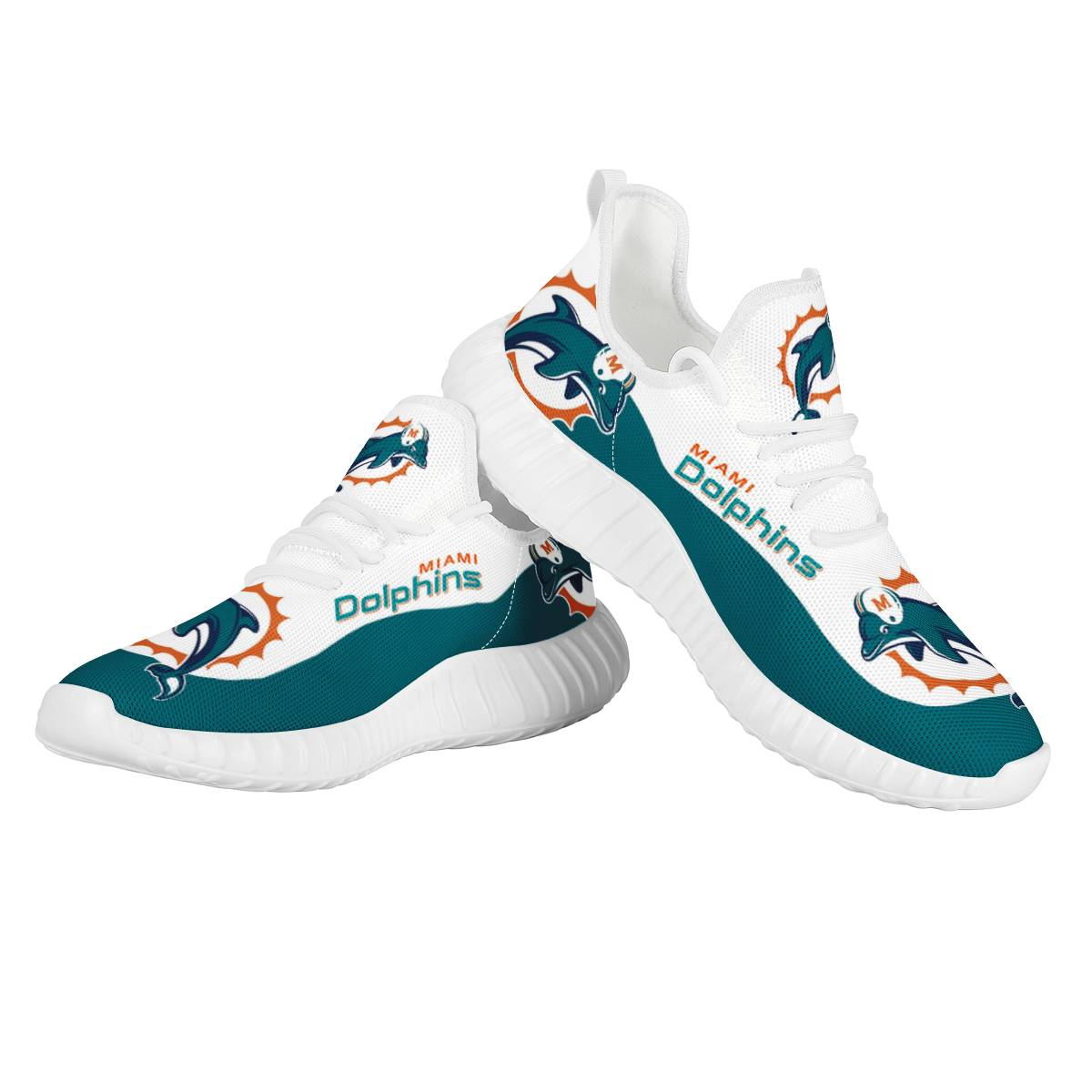 Women's Miami Dolphins Mesh Knit Sneakers/Shoes 014